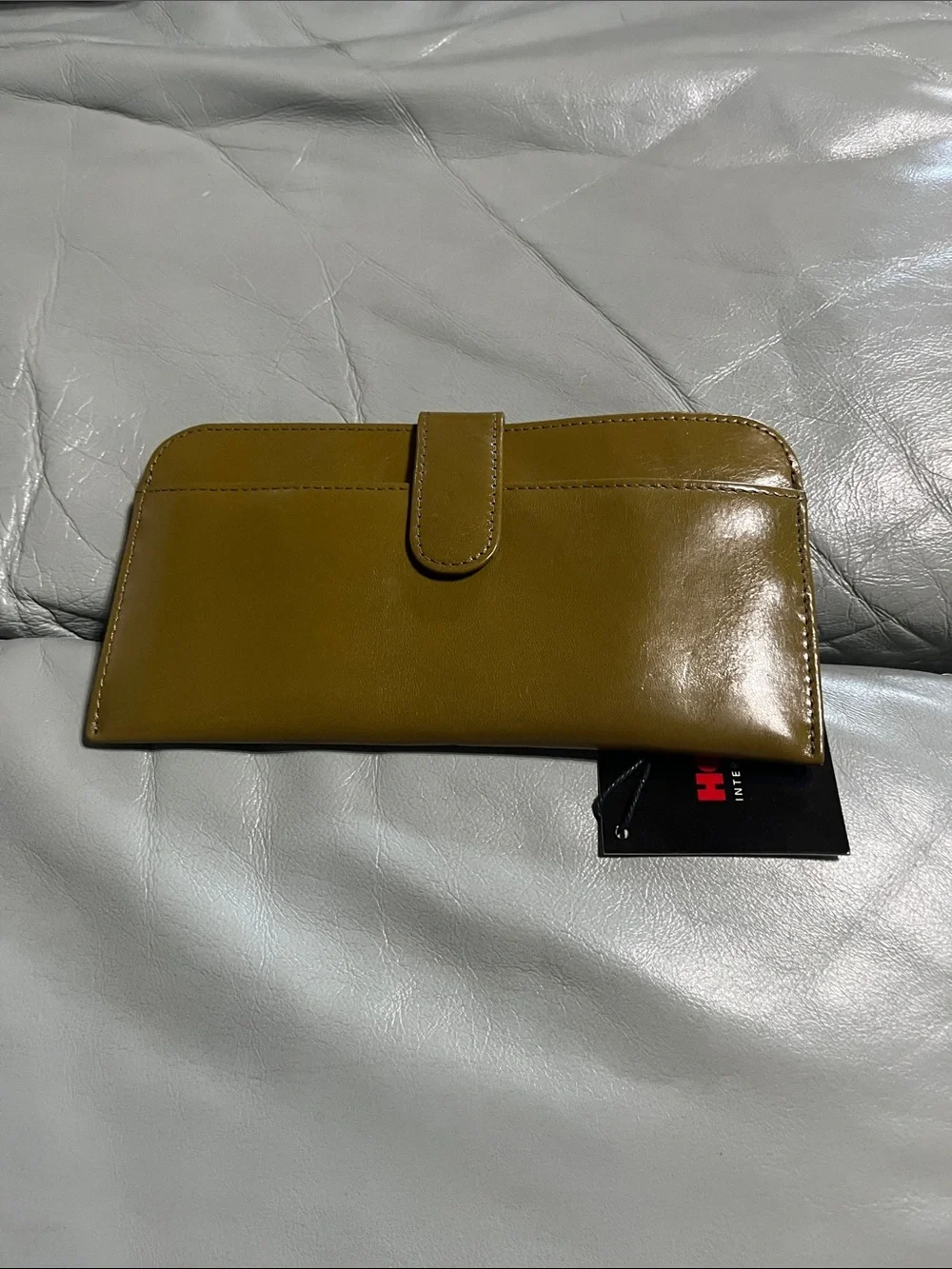 HOBO International Olive Green Patent Leather Zip Wallet